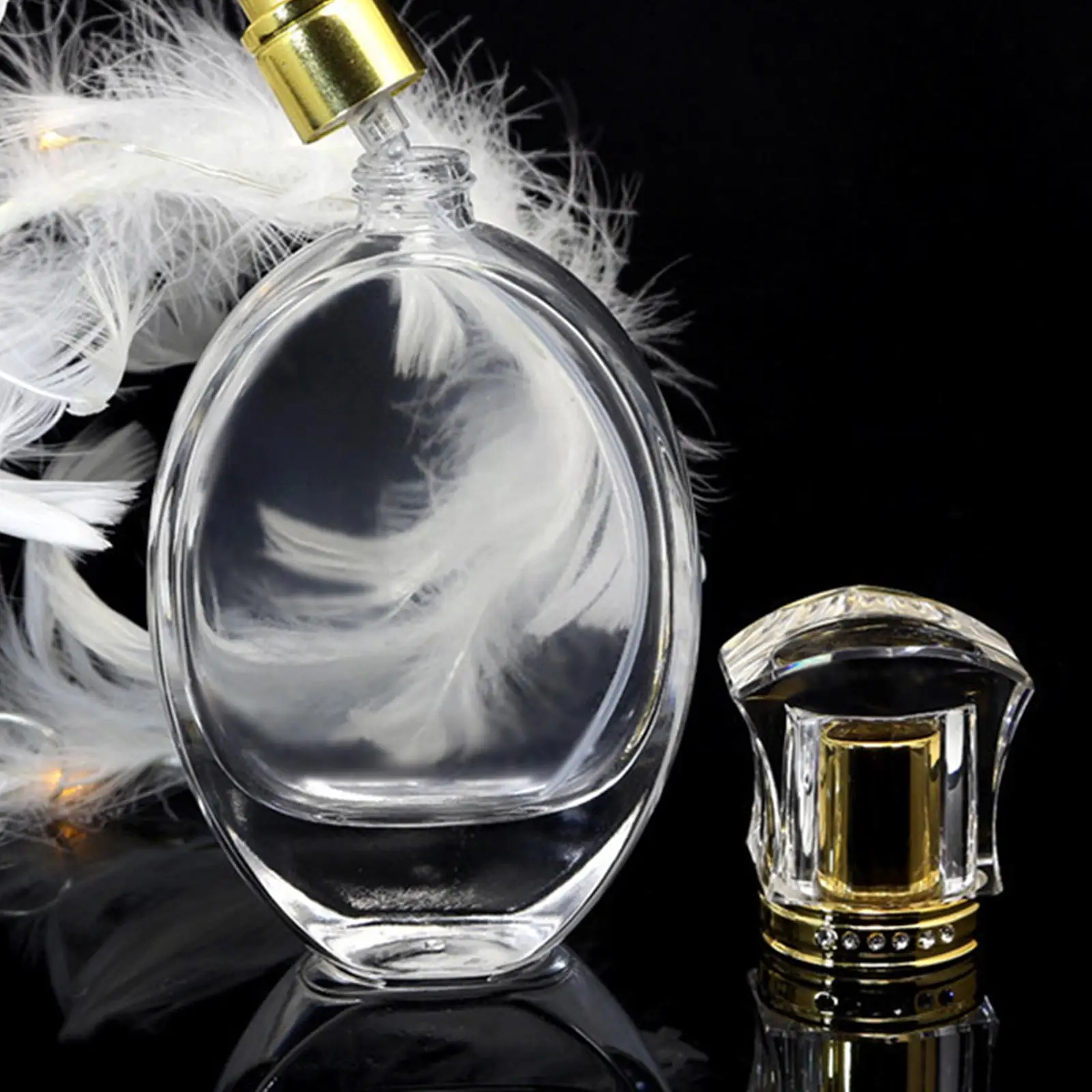 1.7 Ounce 50ml Oval Empty Refillable Fragrance Perfume Spray Bottle , Car Home Decoration, Easy to