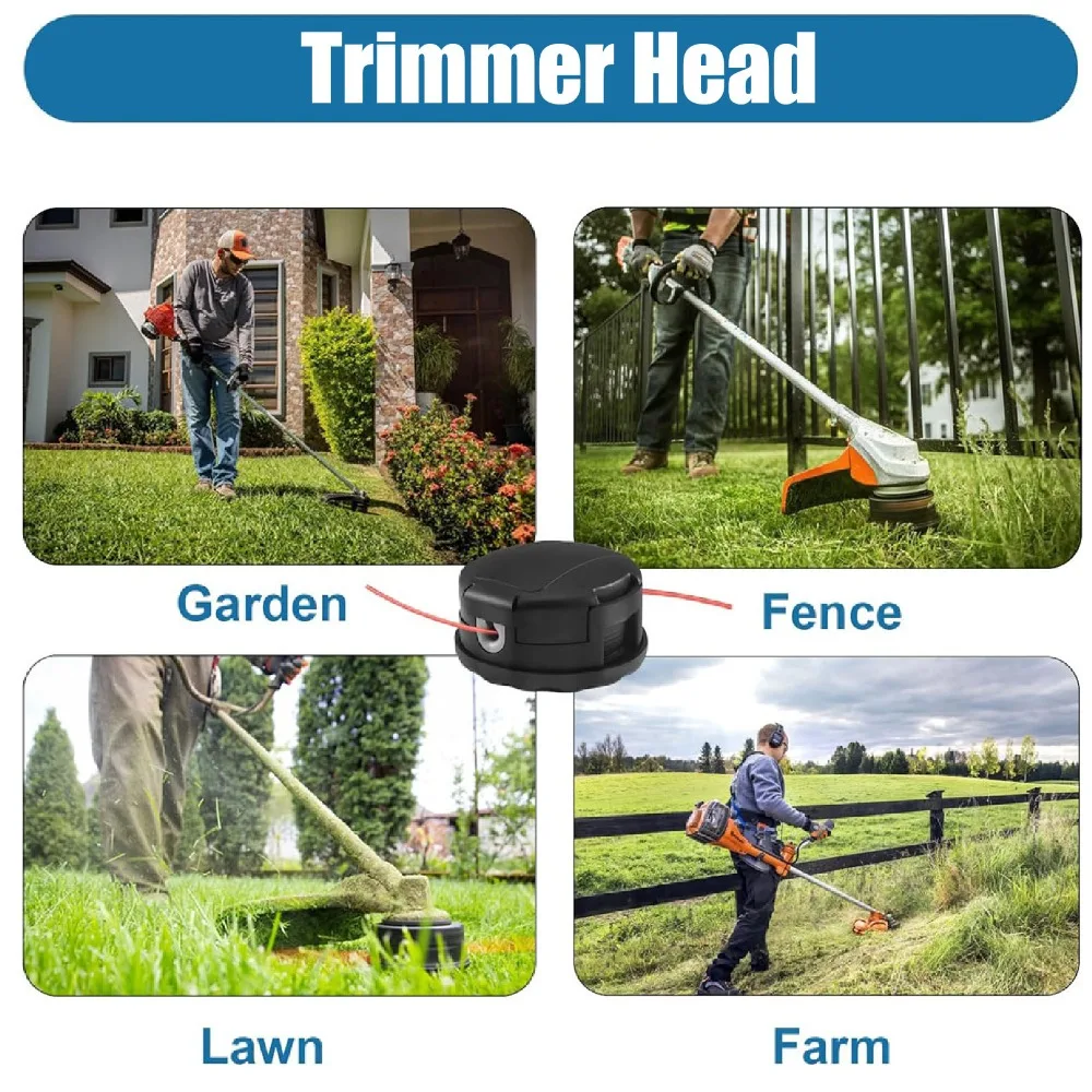 2PCS Bump Feed Trimmer Head Replacement Black Nylon Line String Trimmer Head Double Line Quick Disassembly for SRM 225 SRM 230