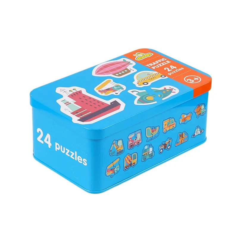 

Montessori Wooden Toys 0-36M Cartoon Animal Traffic Fuit Pairing Cognition Puzzle Jigsaw Card Kids Education