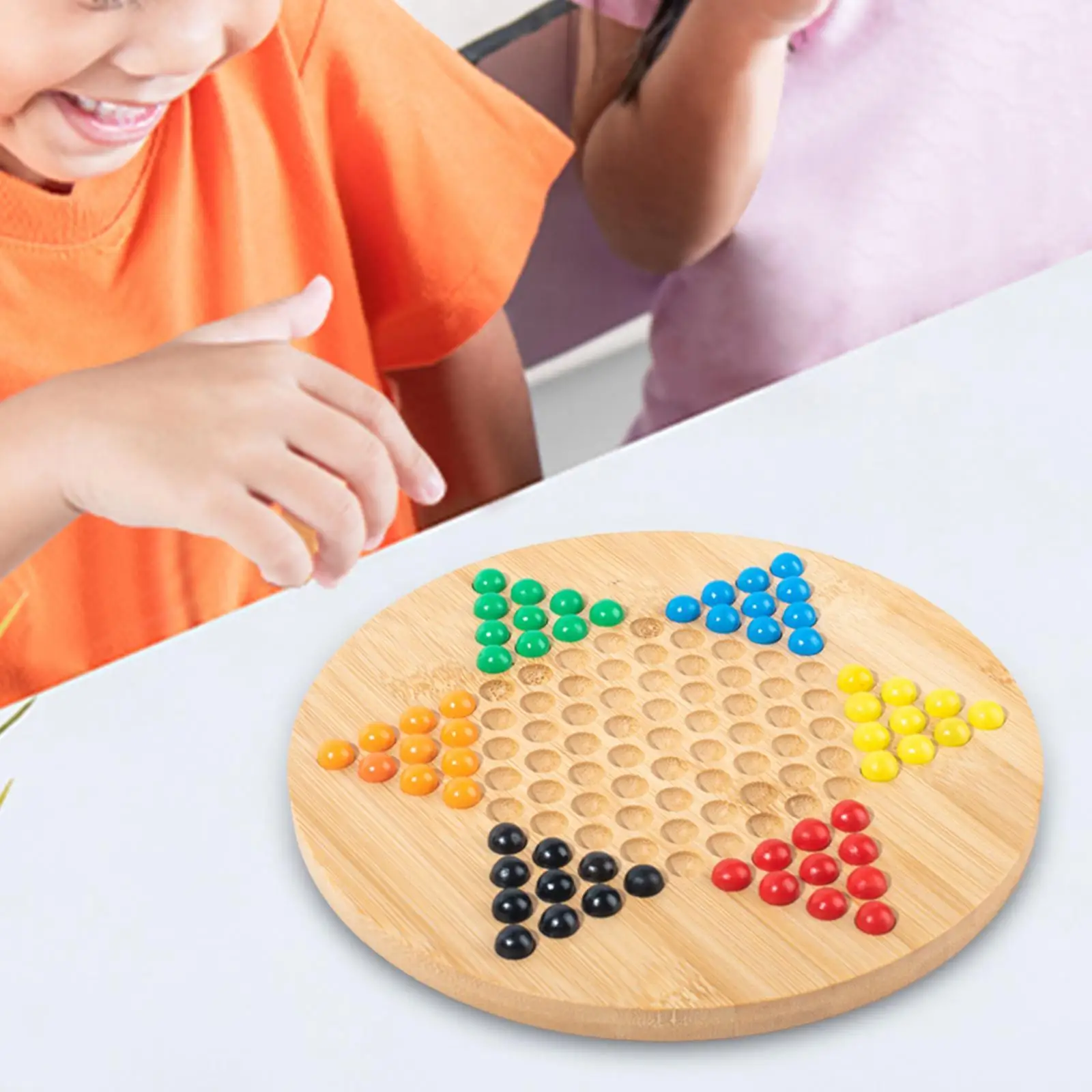 Chinese Checkers Board Games Christmas Present for Kids Adults with Storage Case Travel Game Children Gifts 60 Wood Marbles