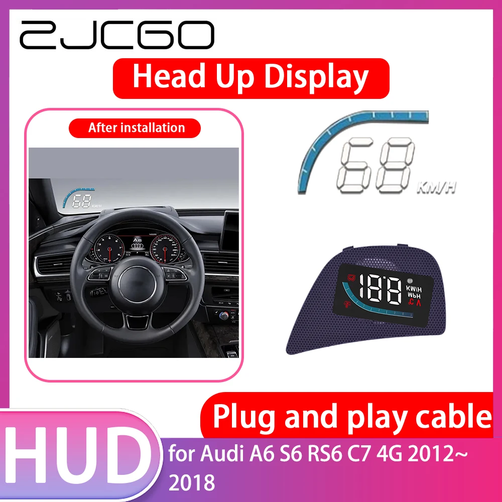 

ZJCGO Car Special Hidden HUD Head Up Display Speedometer Speed Projector Alarm for for Audi A6 S6 RS6 C7 4G 2012~2018