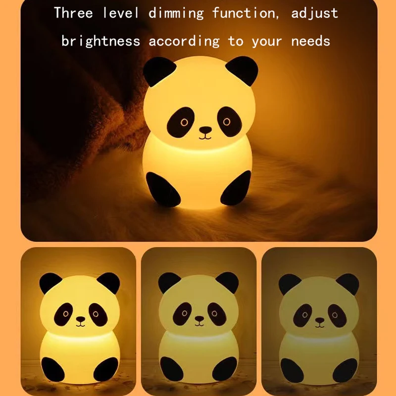 Panda Portable Night Light, Silicone Bedside Children's Sleeping Light, Valentine's Day Gift Rainbow Night Light