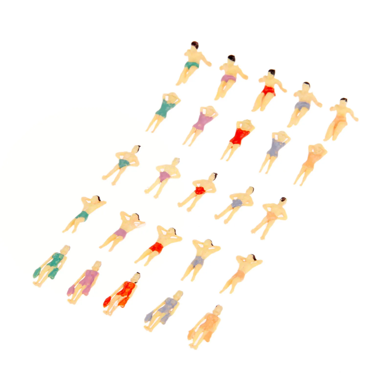 20 Pcs Multicolor Model Beach People 0.5inch/1.2cm Different Poses Scale 1:150 Miniature Figure Scenery Layout Landscape Models