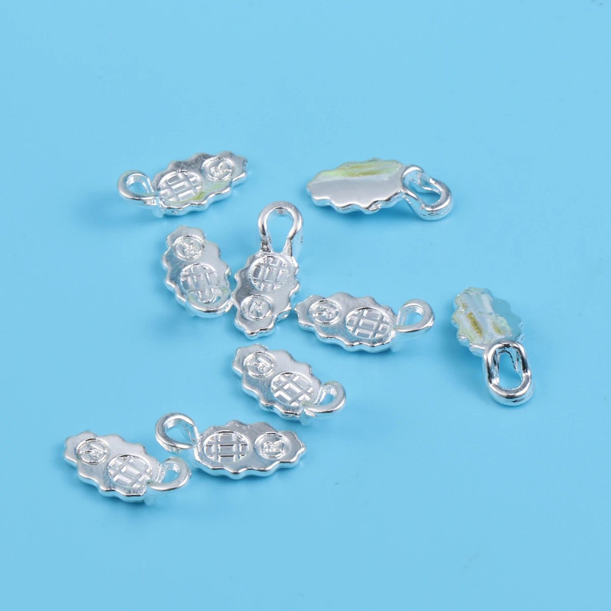 

30 pcs Silver Plated Earring Bails Glue On Diy Jewelry Making Accessories Flat Back Pendant Charms For Necklaces Zipper Pulls