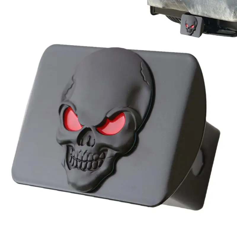 Trailer Hitch Cover Skull Shaped Tow Hook Cover Metal Hitch Plug Square Mouth Tube Plug Insert Heavy Duty For Recreational