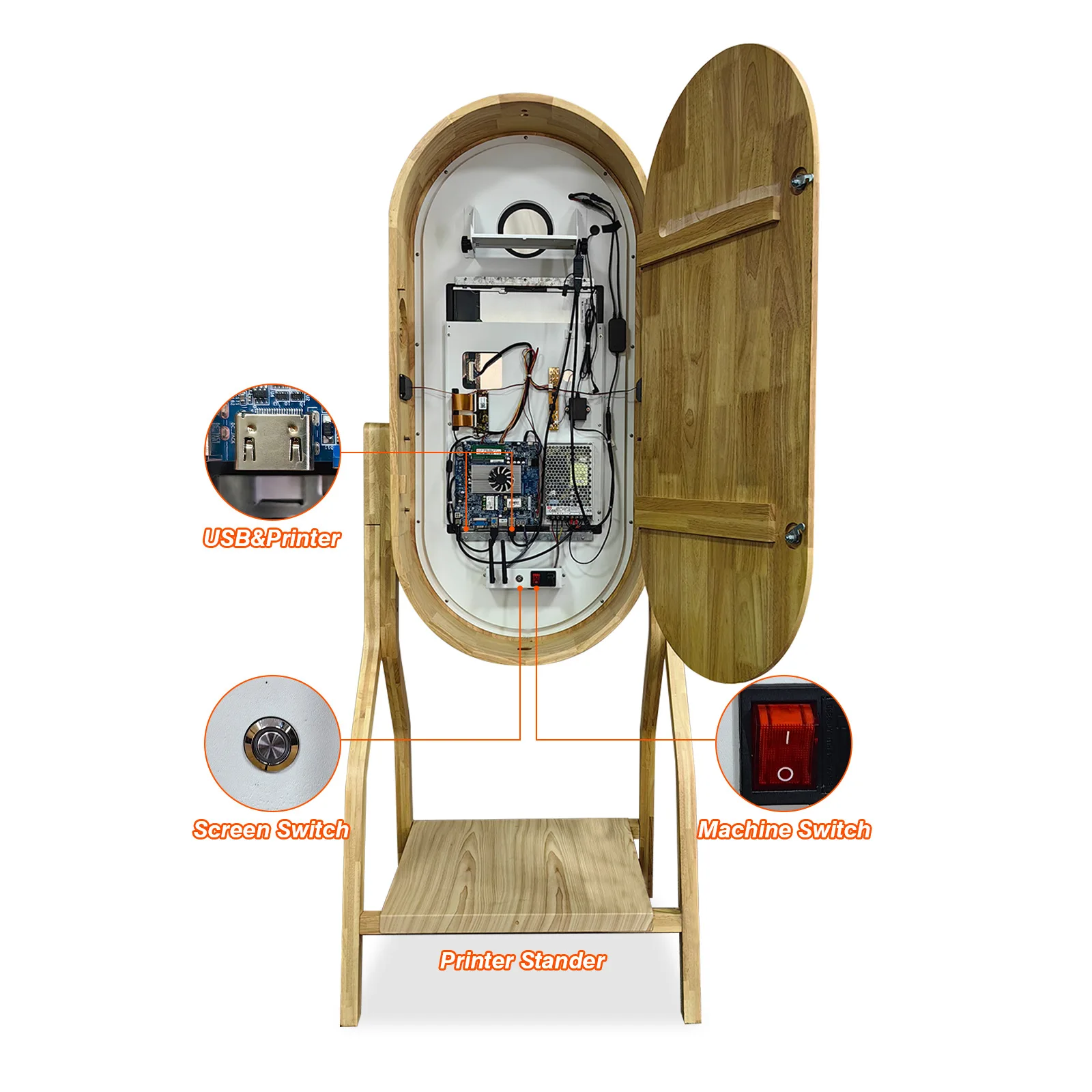 كاميرا مرآة سحرية بيضاوية من الخشب الصلب مرآة ضوء سحرية RGB #6