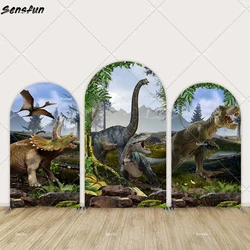 Cartoon Dinosaur Boy Birthday Arch Backdrop Cover Party Decoration Supplies Banner Forest Jungle Party Jurassic Park Background