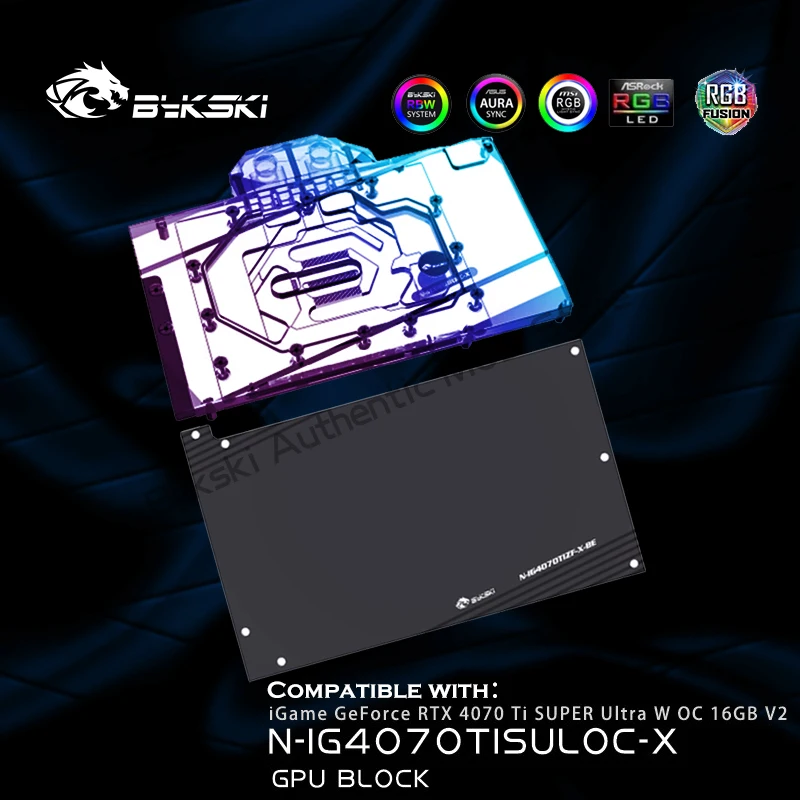 

Bykski N-IG4070TISULOC-X, водяной блок видеокарты для iGame RTX 4070Ti OC 16 ГБ V2, водяной охладитель графического процессора, 5 В ARGB AURA синхронизация