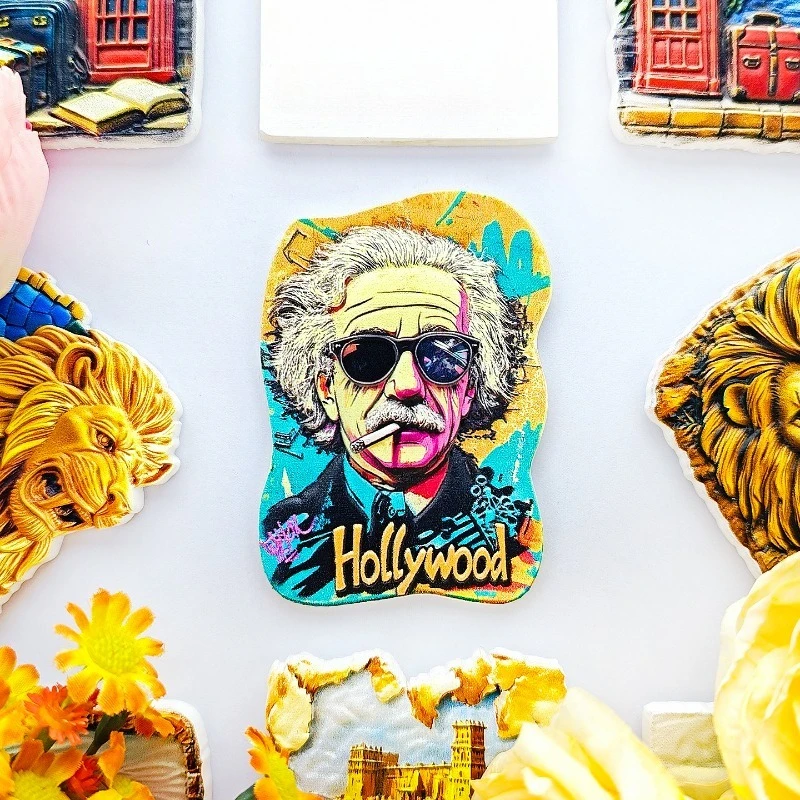 Hollywood Einstein Fridge Magnet - Iconic 3D Smoking Pipe Souvenir Unique Celebrity Genius Gift for Travel & Retro Home Decor