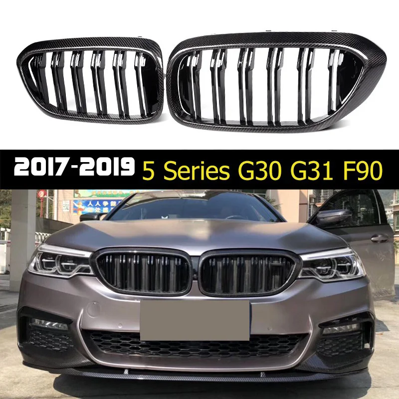 Real Dry Carbon Fiber Front Bumper Kidney Hood Racing Replacement Grill For BMW 5 series G30 G31 Sedan F90 M5 2017-2019 Pre-lci