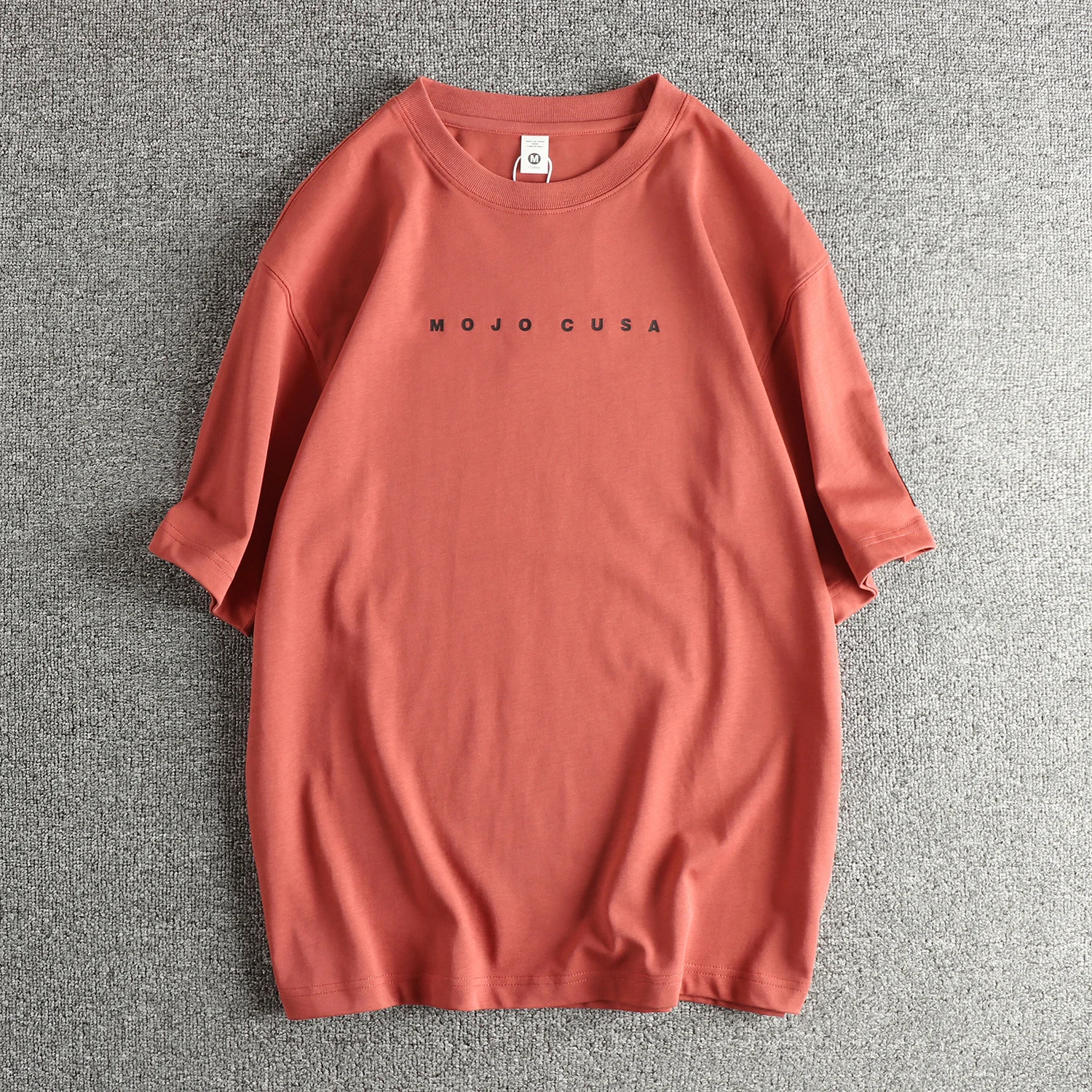 

Summer New American Retro Heavyweight Short-sleeved O-neck Letter Printed T-shirt Men's Fashion 100% Cotton Washed Casual Tops