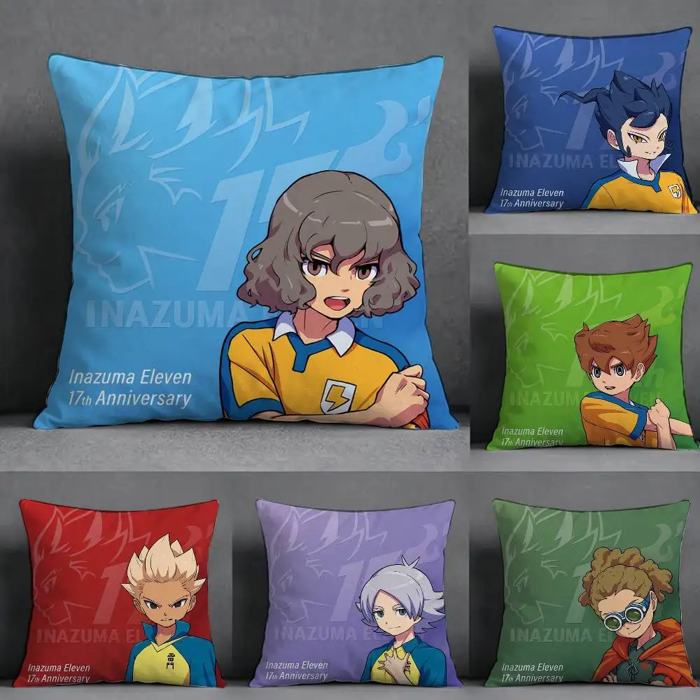 Cool Football-l InazumaS Eleven 11 Anime Pillow Case Square Double-Sided Sofa Cushion Cover Bedroom Bedside Pillow