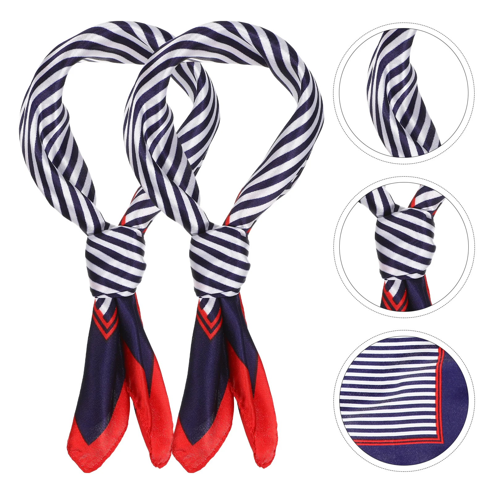 

4 шт., маленький квадратный шарф 50 см, шелковый полиэстер, женский галстук в красную полоску, модный легкий аксессуар