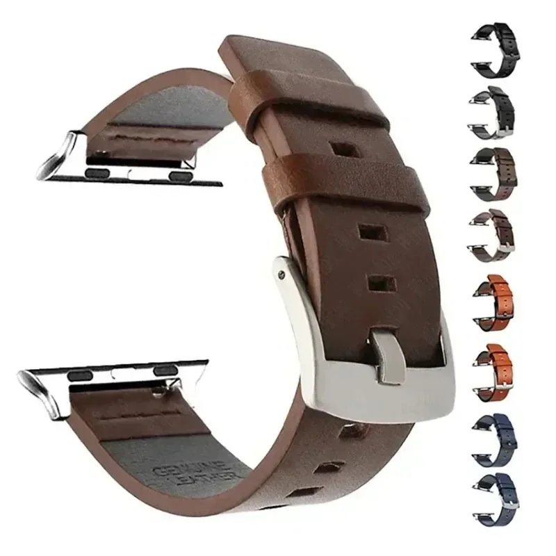 Genuine Leather Strap for Apple Watch Ultra 2 Band 49mm 9 8 7 45mm 41mm High Quality Strap for IWatch Series 6 SE 5 4 44mm 40mm