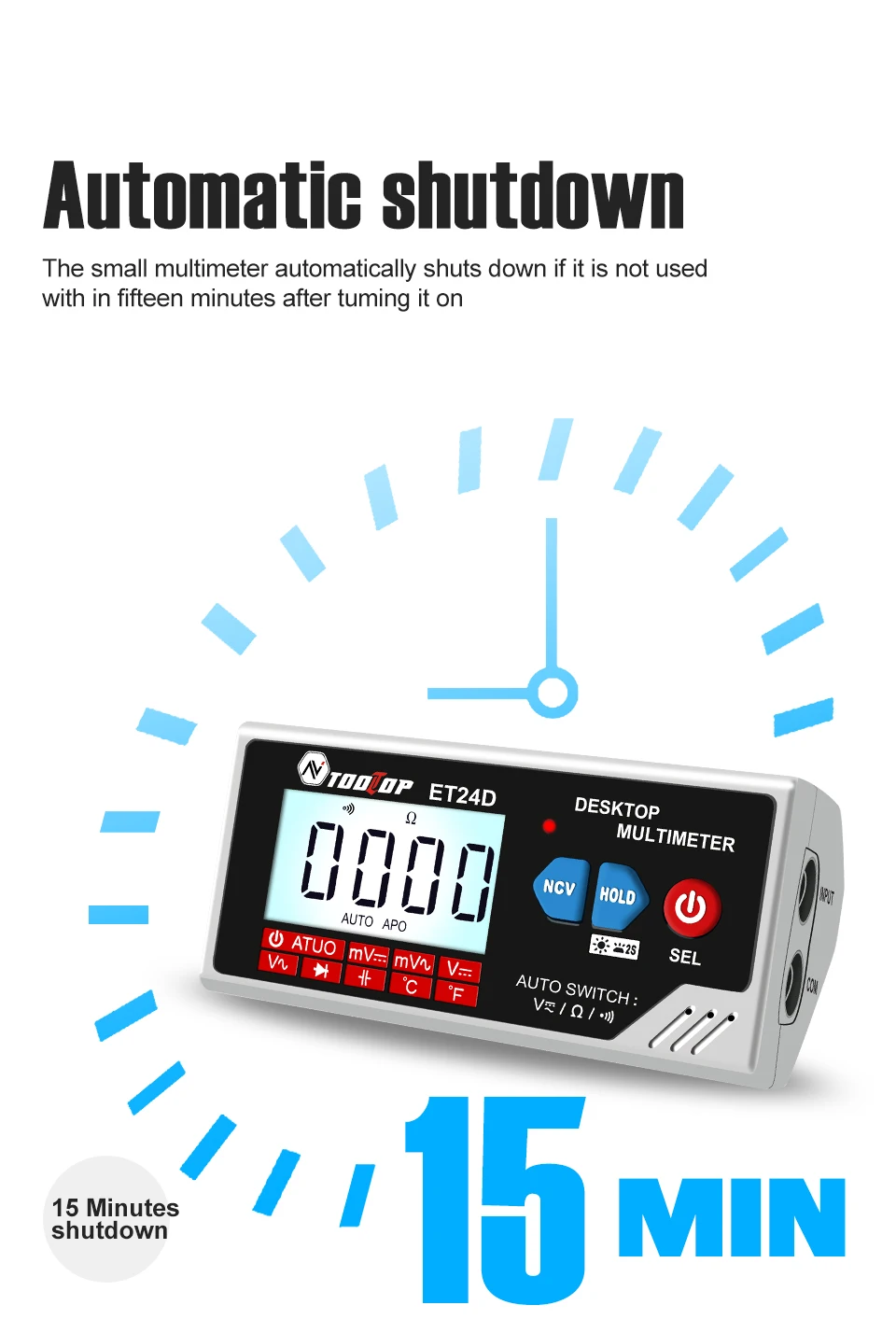 TOOLTOP ET24D 6000 Counts Digitalmultimeter Smart Desktop Multimeter Auto Range Wiederaufladbarer Akku für PCB-Schaltkreistests – Detail 8