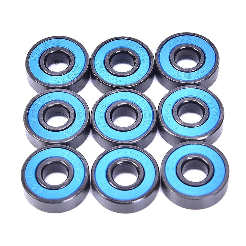 10 buah 608 2RS bantalan dalam alur baja segel ganda bantalan bola miniatur 608RS 608 2RS mainan skuter Skateboard aksesoris