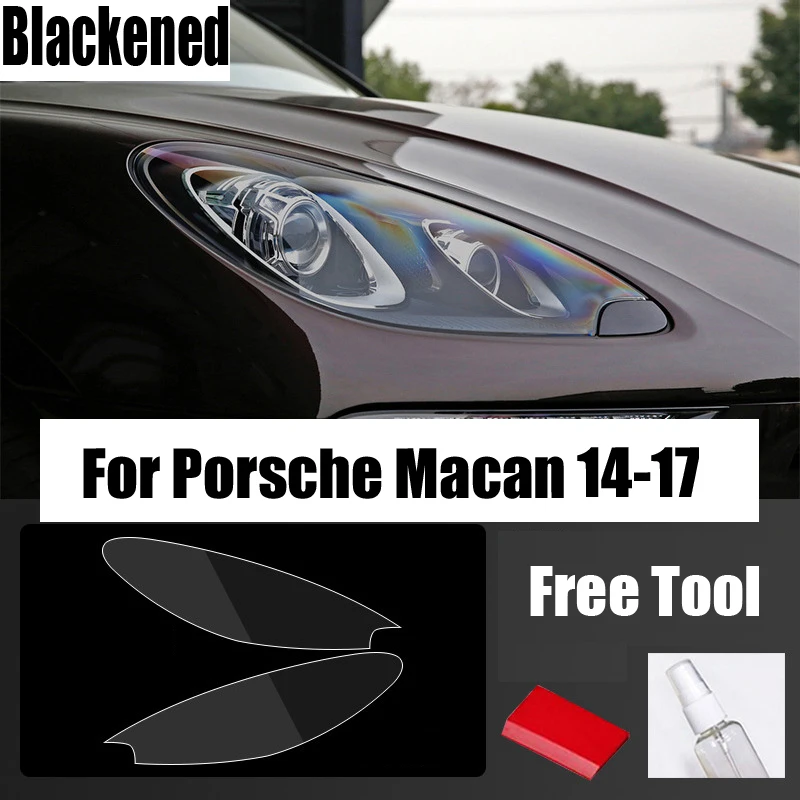 

For Porsche Macan 2014-2021 Exterior Accessories Car TPU Headlight Protective Film Blackened Transparent Front LED Sticker