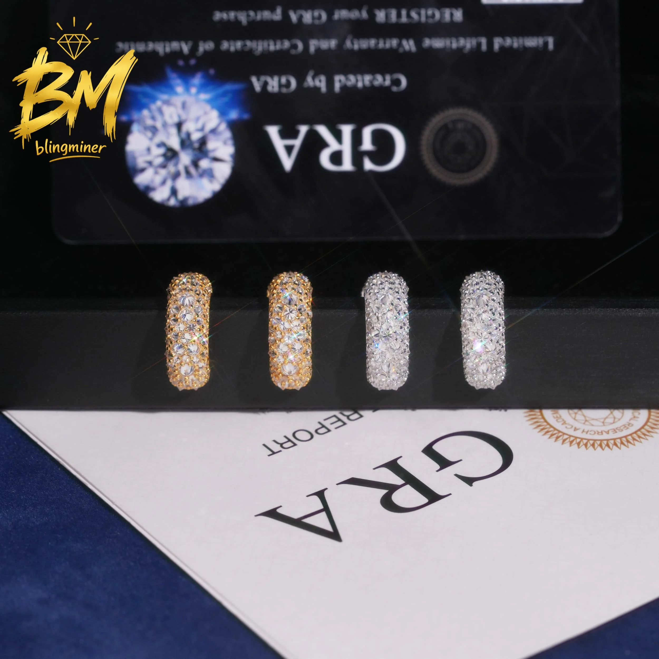 Blingminer Reverse Setting S925 Silver VVS Moissanite Earrings For Men Women  Ear Studs Jewelry Pass Diamonds Tester Free Shippi