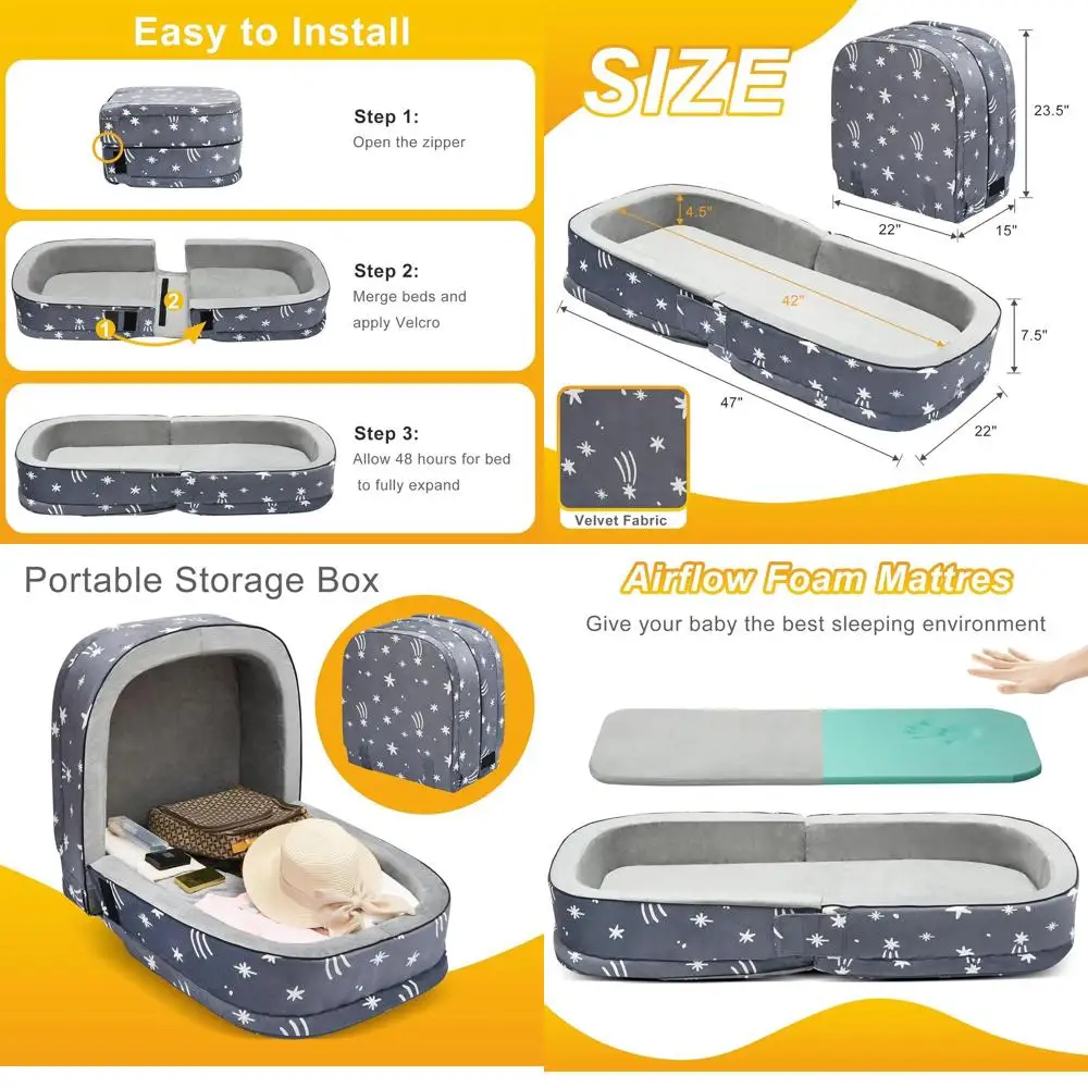 

Портативная детская кровать с пенопластовым матрасом, складная бархатная кроватка для детей от 1 до 4 лет, идеально подходит для дома и путешествий.