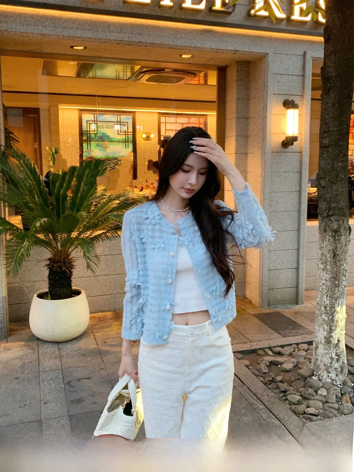 

Blue Lace Embroidered irt Women's Spring Open Cardigan Long Sve New Sle KUN【Blue 】Floral Print Casual Breathable