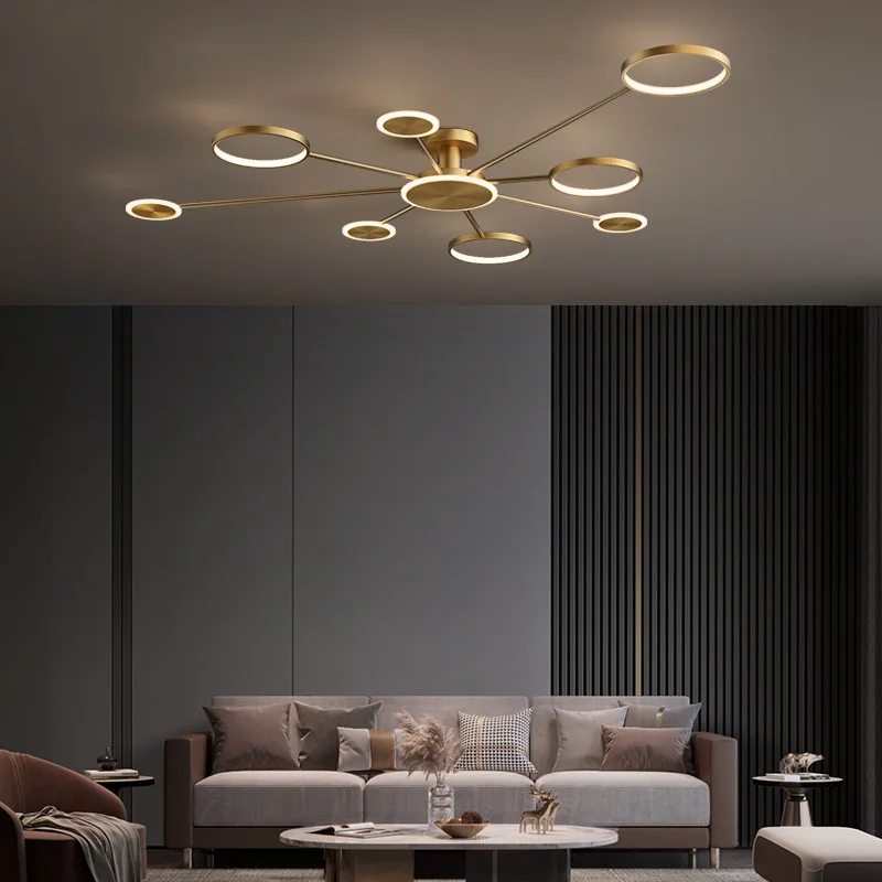 

All copper minimalist light luxury living room light modern simple atmosphere home