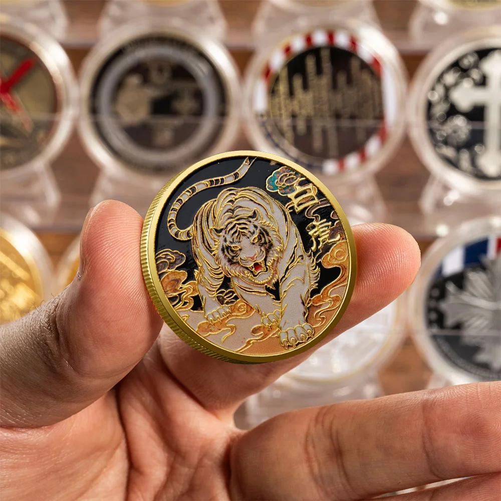 Gold-plated Commemorative Coins of The Four Divine Beasts of China - White Tiger Collectible Coins
