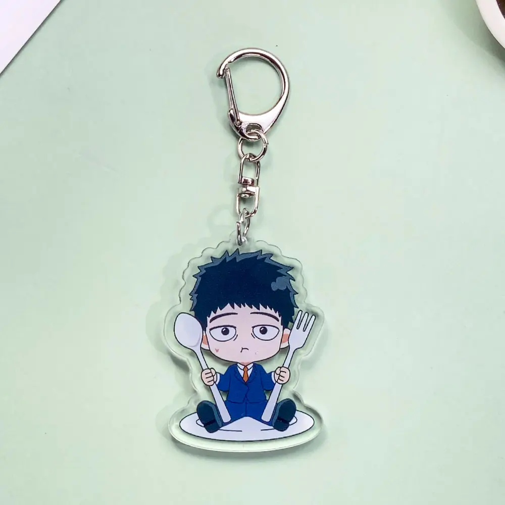 شخصيات أنيمي الغوغاء النفسي 100 الاكريليك سيارة المفاتيح اكسسوارات Kawaii حقيبة Charms ظهره قلادة حلقة رئيسية هدايا للأصدقاء