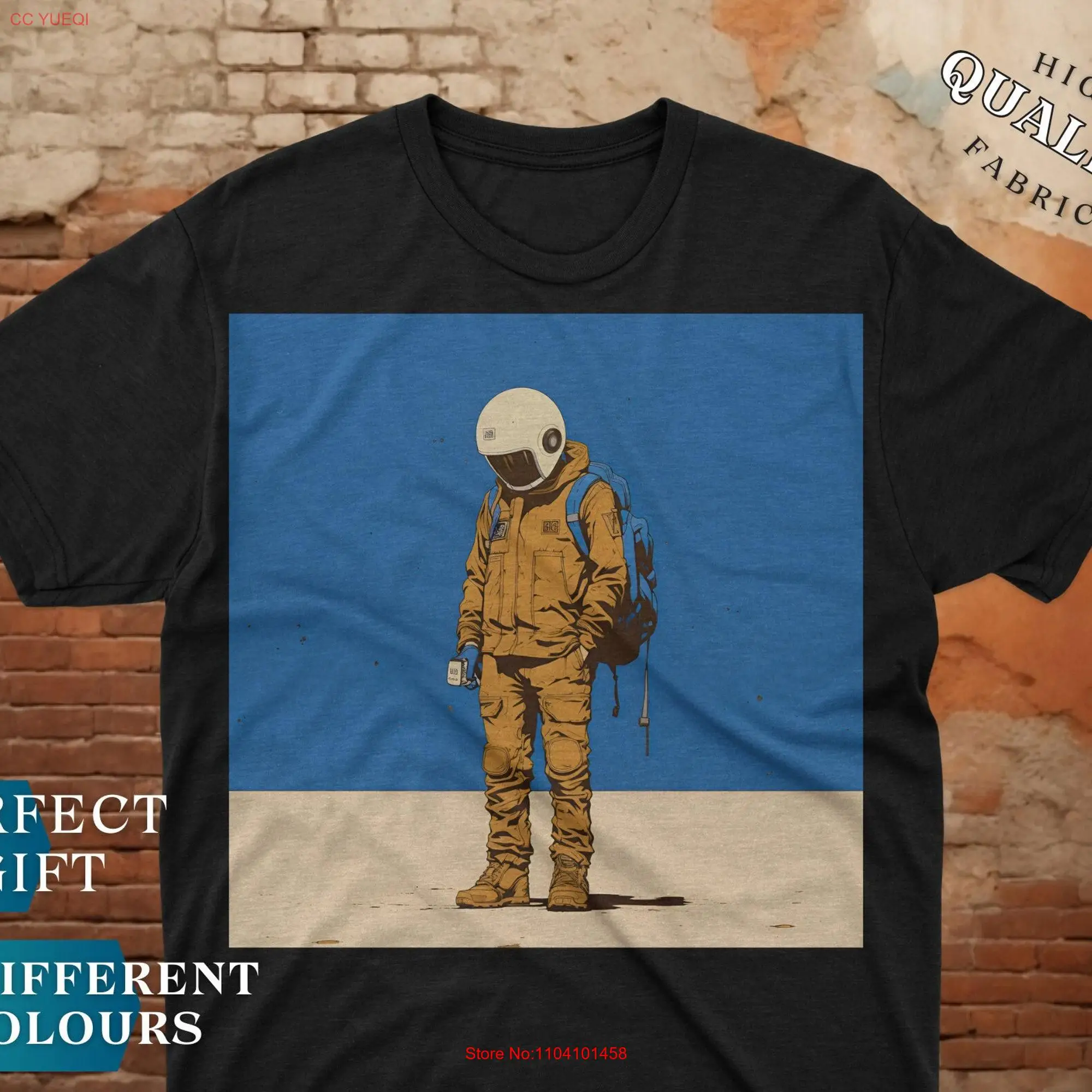 T shirt with astronaut design in a desert landscape minimalist style ideal for space and adventure lovers Serenity Echo