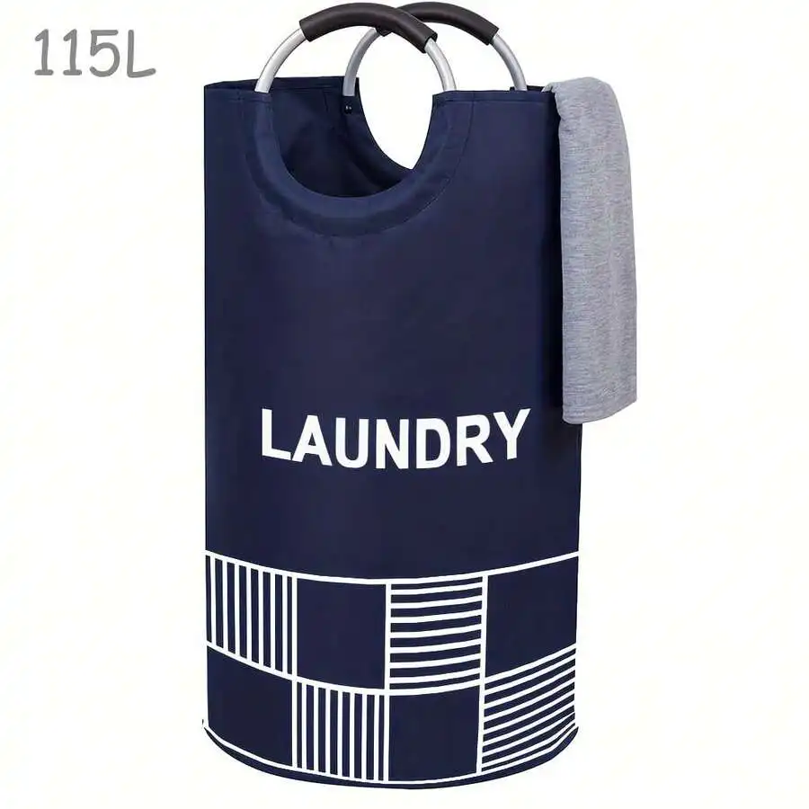 2 Large Foldable Laundry Baskets With Padded Handles; Made Of Waterproof Fabric With A Geometric Pattern; Ideal For Storing Dirt