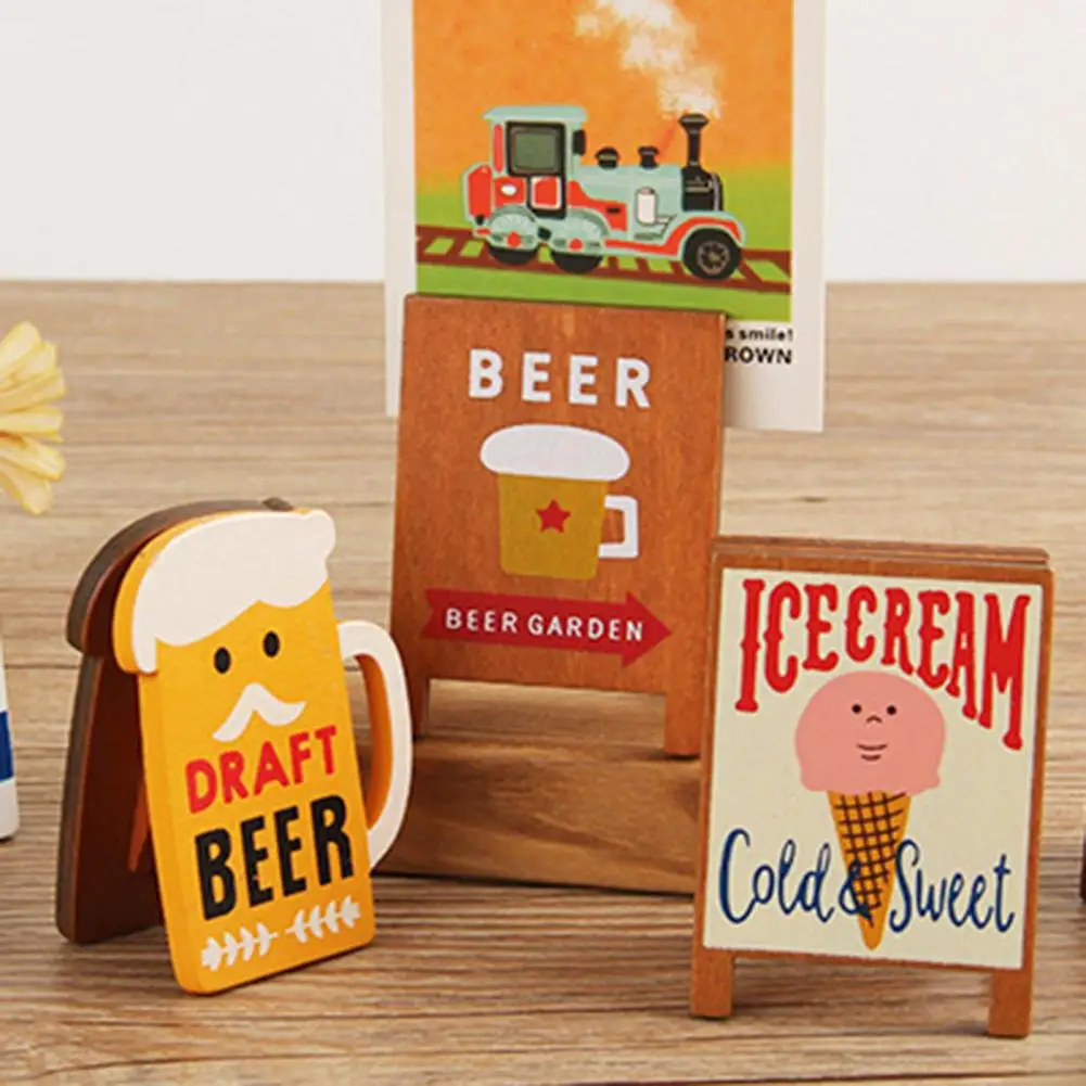 Decorative Card Holder Strong Grip Wood All Match Vertical Note Clip for Desktop