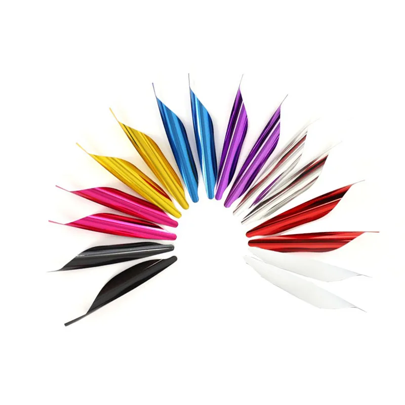 50pcs Archery Spiral Feather 1.8inch Spin Vanes With Tape Arrow Feathers Rotary Fletches Right/Left Wing DIY Arrow Accessories