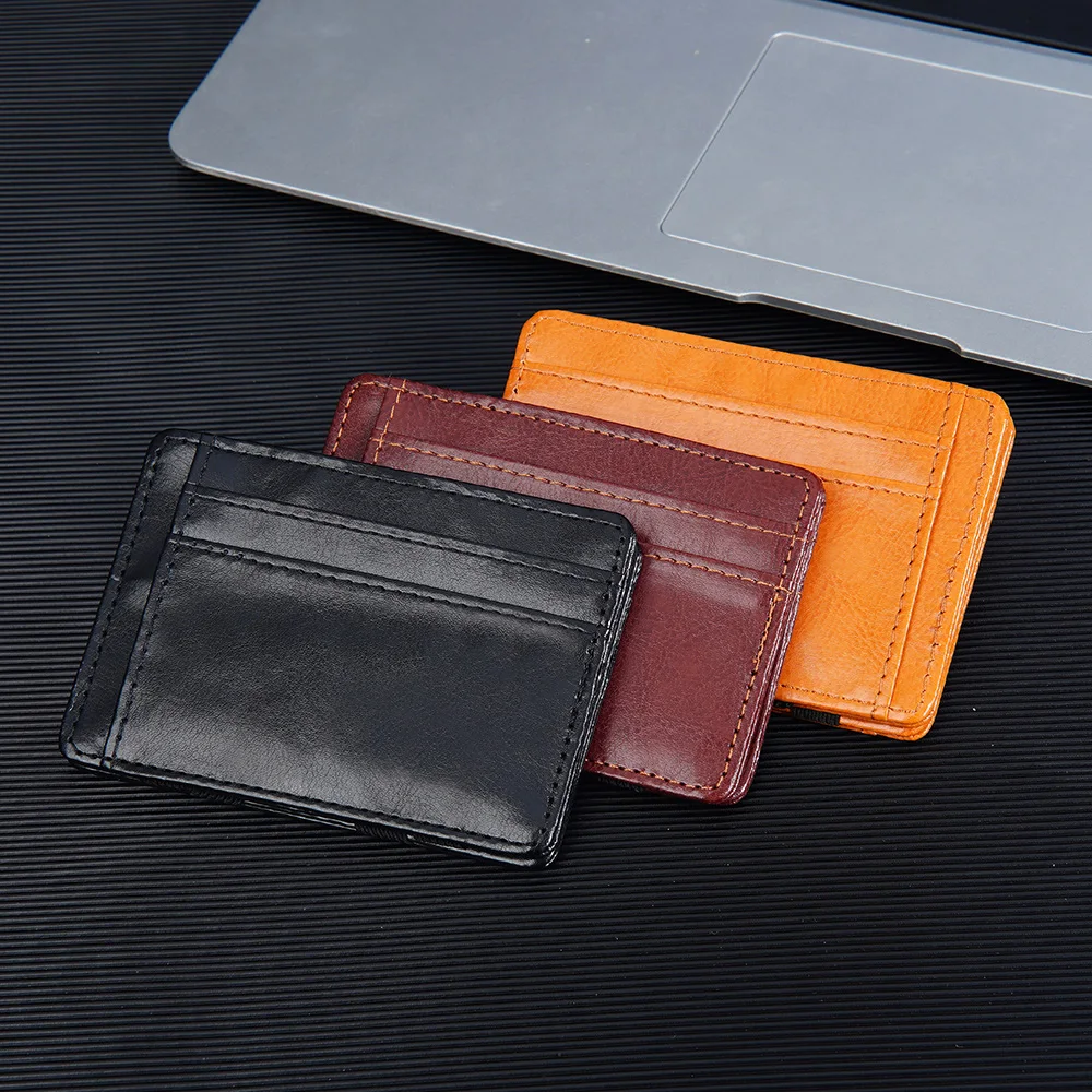 New High Quality Leather Magic Men Wallets Fashion Small Men Money Clips Multi-slots Card Holders Purse Thin Elastic Cash Holder