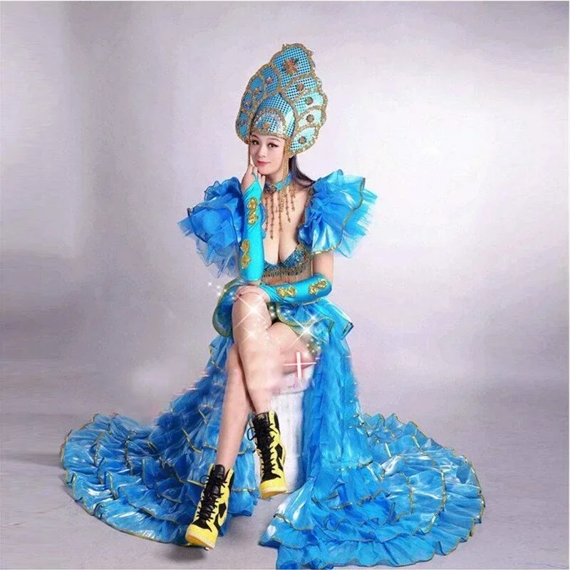 

Celebrate Party Show Belly Dance Costume Set Bra Top Skirt Egyptian Sexy samba opening dance big swing dress