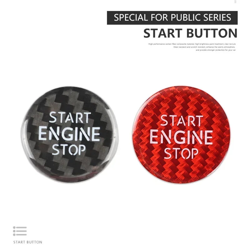 For VW Volkswagen T-Cross Car Engine Start Stop Button Cover Real Carbon Fiber Sticker 2019
