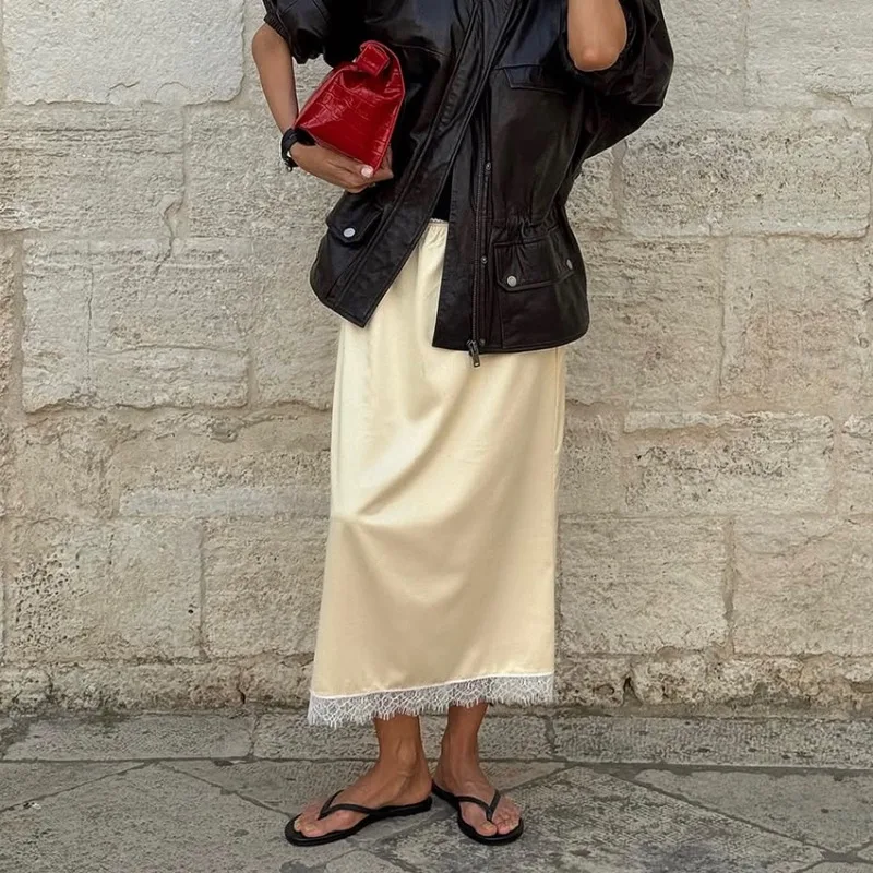 

Talenza Elegant Lace Maxi Skirts Women's Summer New Solid Lace Patchwork Casual Maxi Skirts 2025 Luxury Fashion Party Y2k Skirts