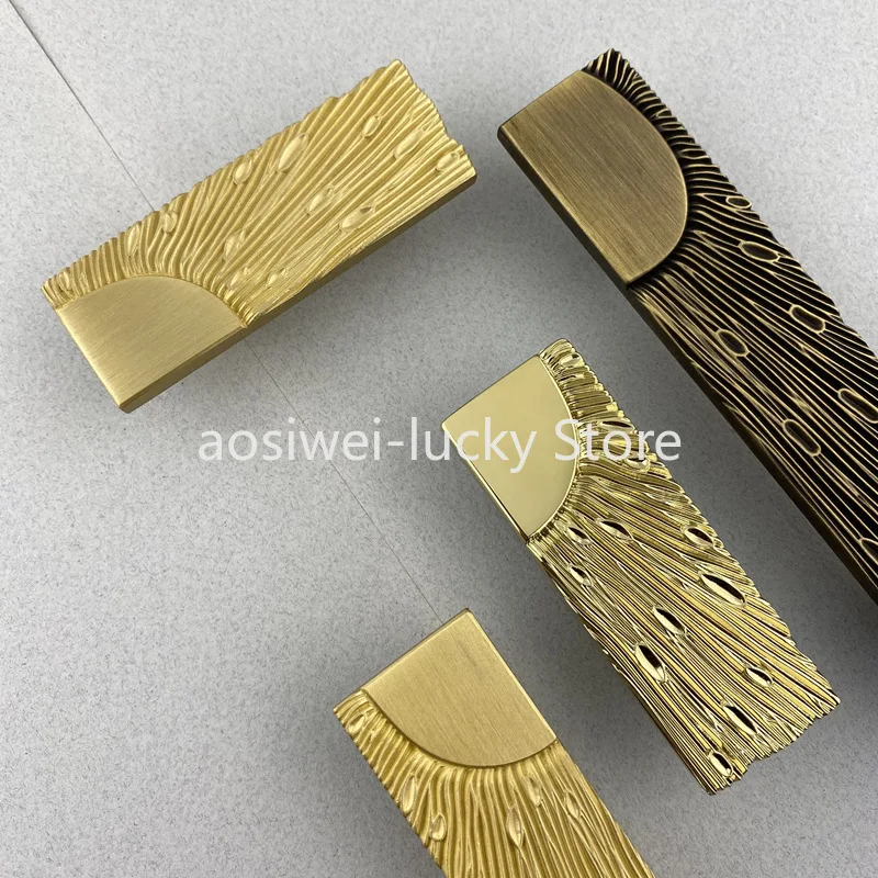 

French Brass Cabinet Door Pulls Handle Wardrobe Door Drawer Light Luxury Retro Cabinet Furniture Hardware Pure Copper Handle