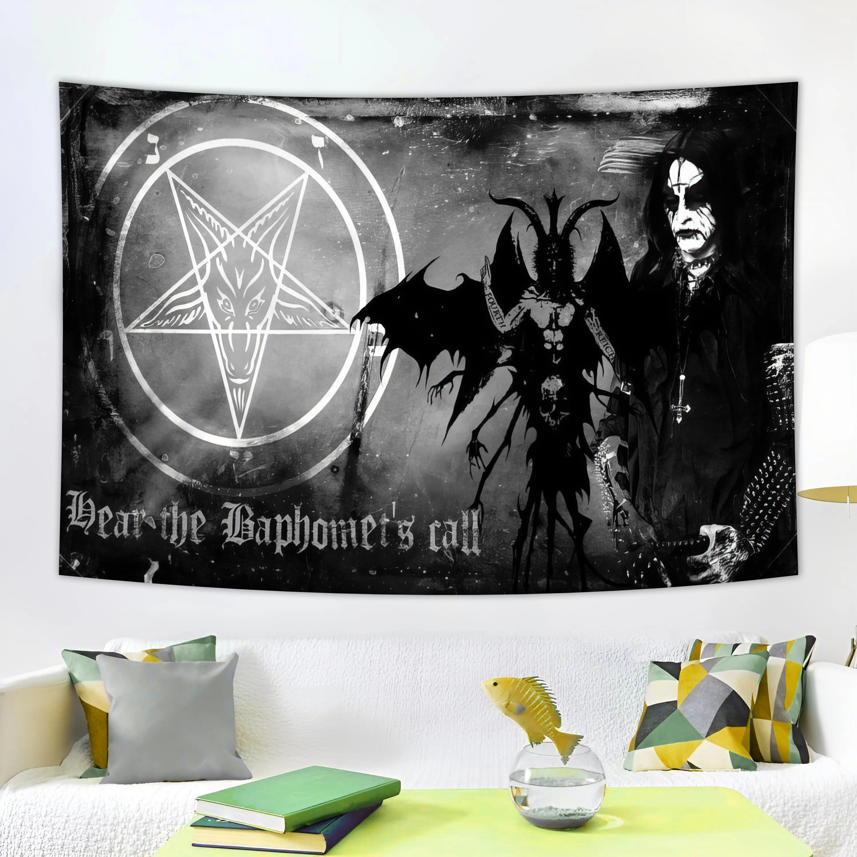 90x150cm Satan Black Metal Pentagram Rock Band Music Banner Decorative Banner Tapestry 3x5fts