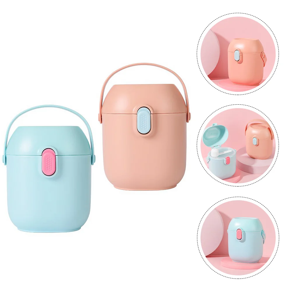 

2 set Baby Formula Dispenser 2 Sets Colorful Powdered Milk Case Double Layer Seal Portable Dried Milk Container With Spoon For