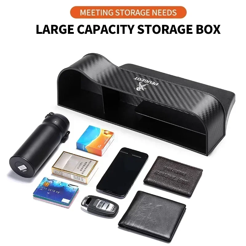 

Multifunctional Waterproof Carbon Fiber Seat Crevice Storage Box For Peugeot 208 308 408 508 RCZ 208 4008 3008 2008 206 207 307