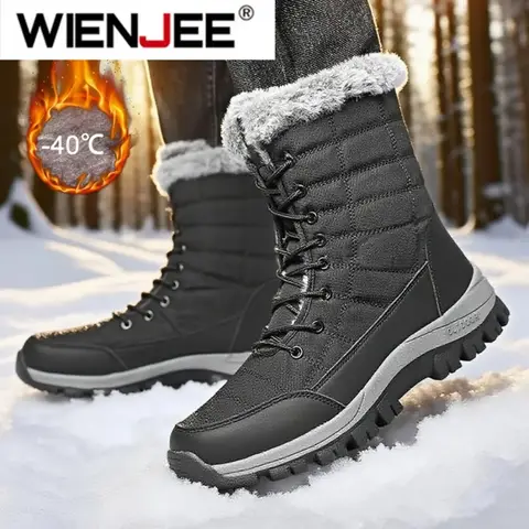 Men New Cotton Shoes Waterproof and Cold Proof Long Boots for Men Outdoor with Thick Velvet and Warmth Snow Boots Big Size 48