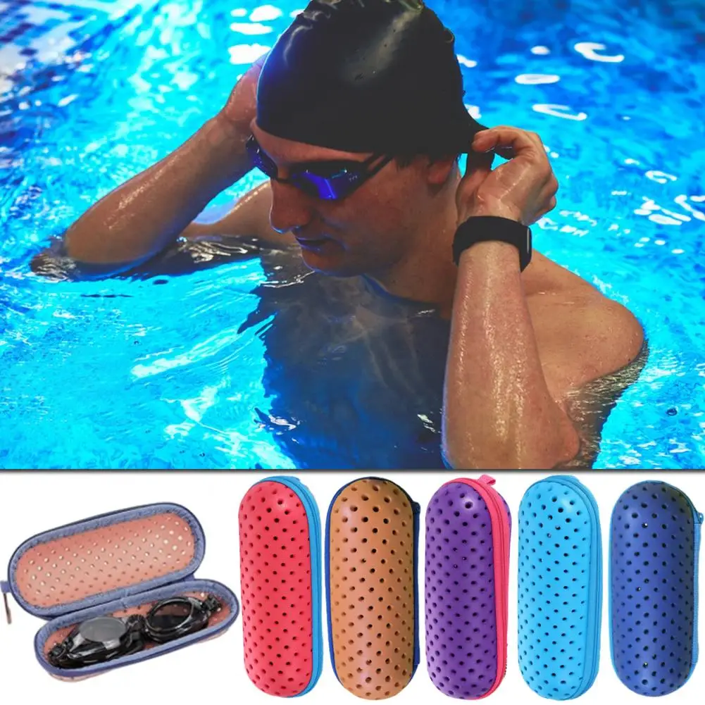 Swim Goggle Case with Zipper Closure Goggle Case Protective Swim Goggle Case Ventilated Design for Swimming Gear Storage Box