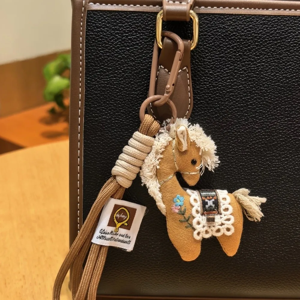 Stuffed Animal Horse Plush Keychain Cute Design Hanging Decor Horse Year Key Ring Lucky Mascot Backpack Ornaments Pony Pendant
