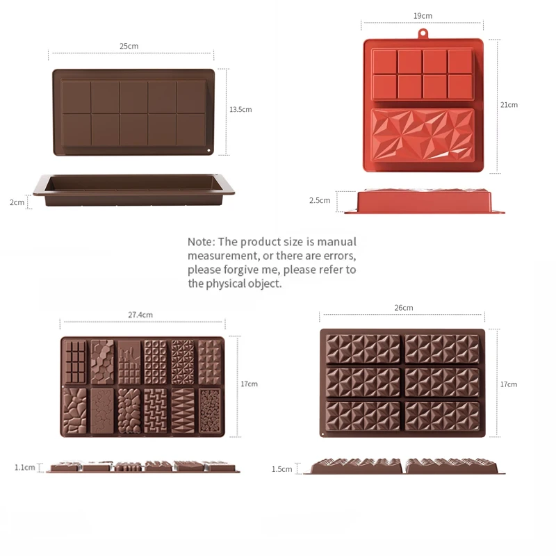 Molde para barra de chocolate Deep Dubai, barra de chocolate de pistacho de 1 pulgada, molde grueso de silicona para barra rellena, molde grande para barra de dulces para filli