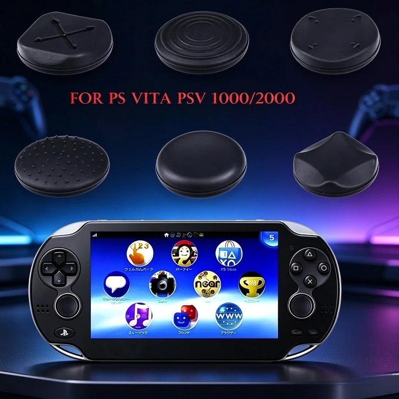 6Pcs Silicone Thumb Stick Caps, Analog Controller Thumbstick Protective Cover for PS Vita PSVita 1000 2000 Game Console