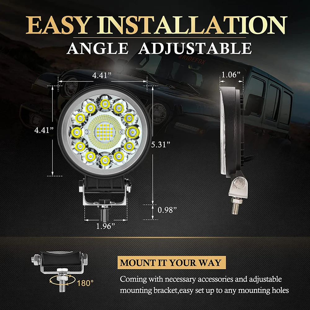 YIGEDENG-4inch 123W LED Bar Offroad 4X4 Spotlight 12V 24V Work Light Bar For Jeep Truck Car Tractor SUV ATV Barra LED Headlights