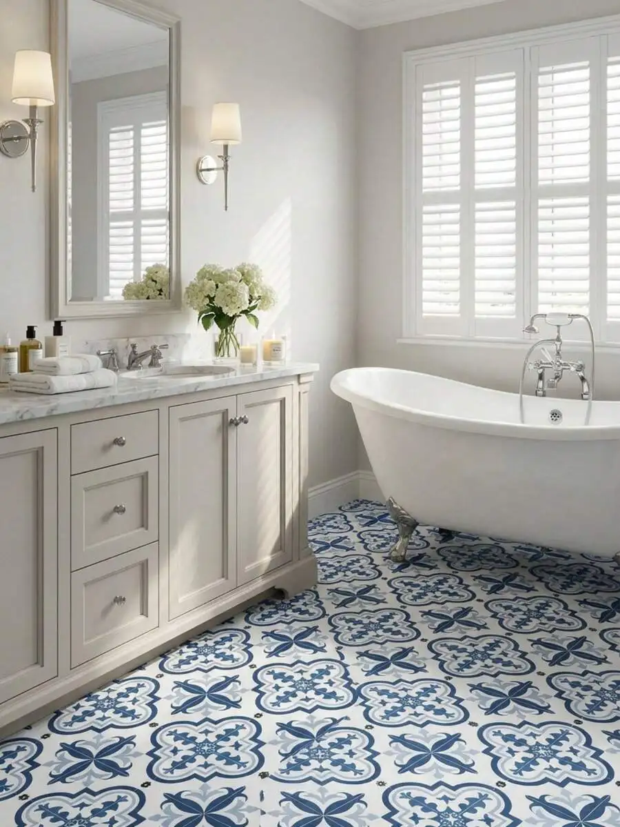 

Cirelle Peel And Stick Floor Tiles, 1pc - Geometric Design PVC Waterproof Stickers, Easy Install Removable Decals For LivingRoom