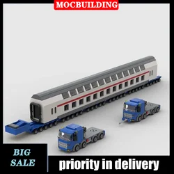 MOC City Heavy Transport Of A Passenger Wagon With Two 8x4 Trucks Model Block Assembly Collection Toy Gifts