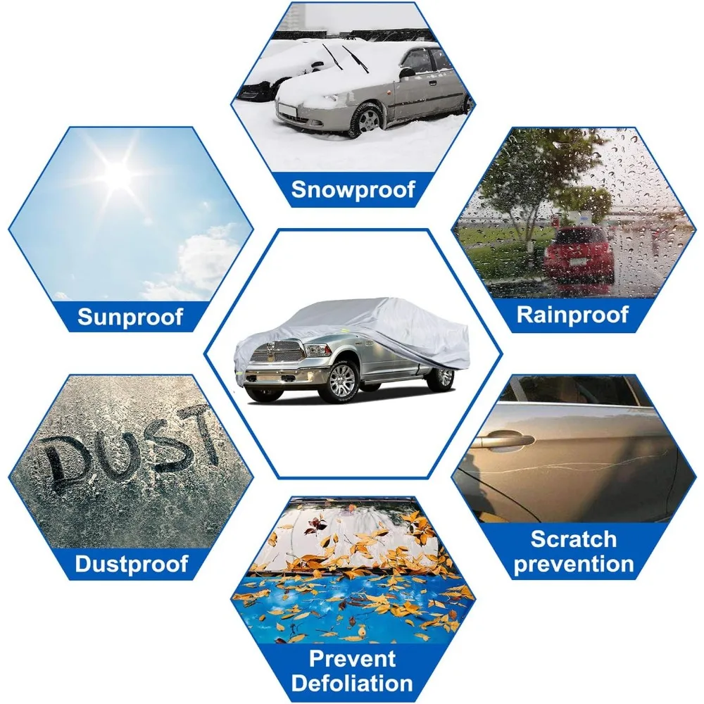 غطاء شاحنة بيك اب عالمي مقاوم للماء مكون من 6 طبقات - غطاء كامل مقاوم للطقس لنماذج مختلفة بما في ذلك الشاحنات الكلاسيكية وM #6