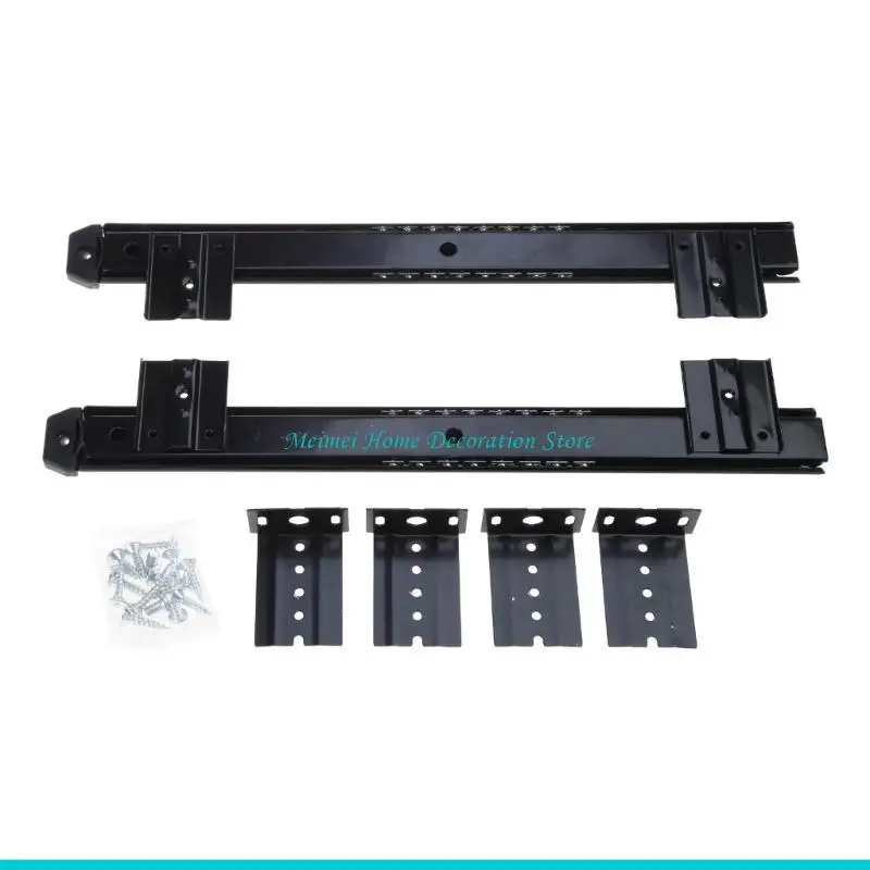 H7BF 2pcs/set Three-Section Low-Noise Cabinet Slides Computer Keyboard Drawer Track Adjustable Height Bracket Sliding