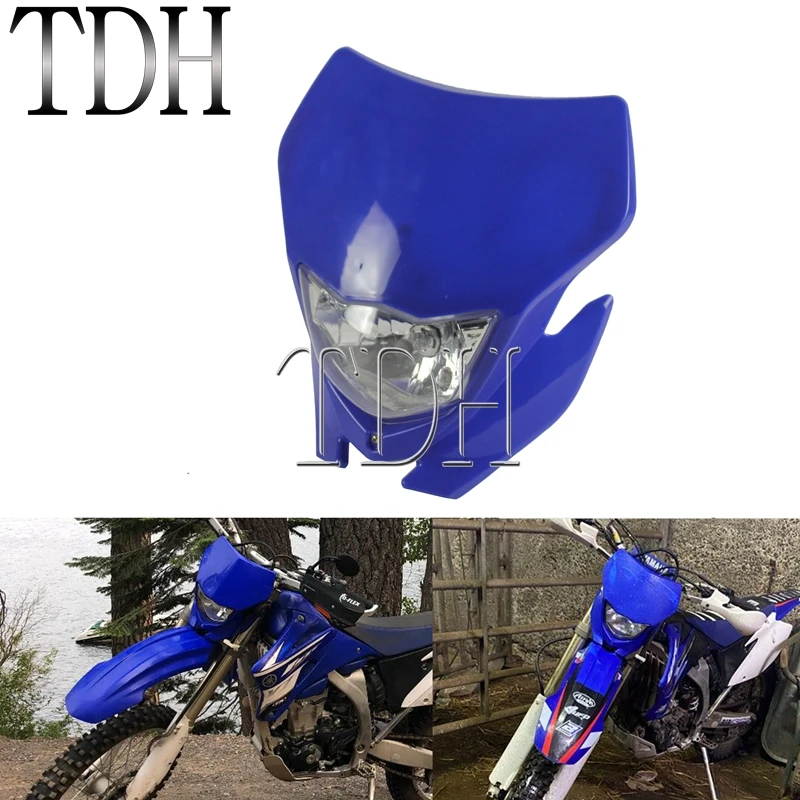 Motorcycle Supermoto Headlight Motocross Enduro Dirt Bike Head Light For Yamaha WRF250/400/426/450 YZ TTR WR MX White Blue Black